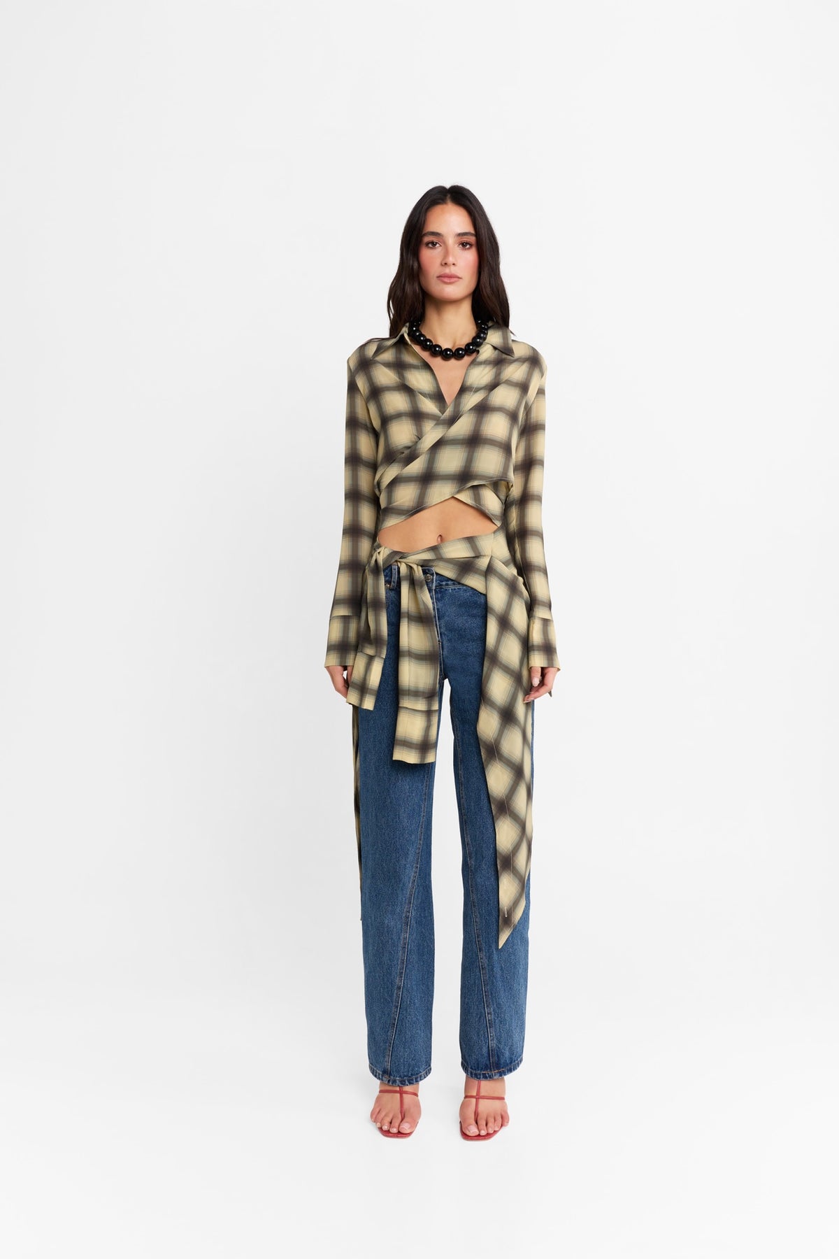 Eloise Wrap Shirt Check