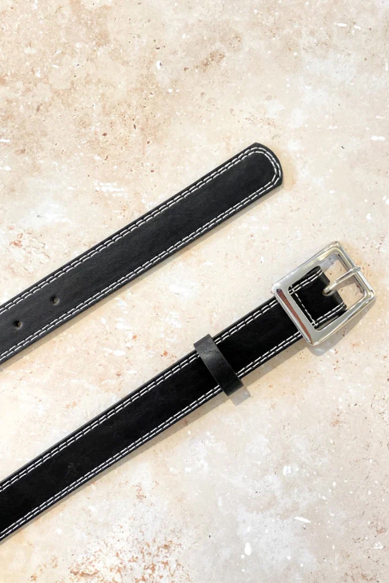 Double Stitch Jean Belt Silver