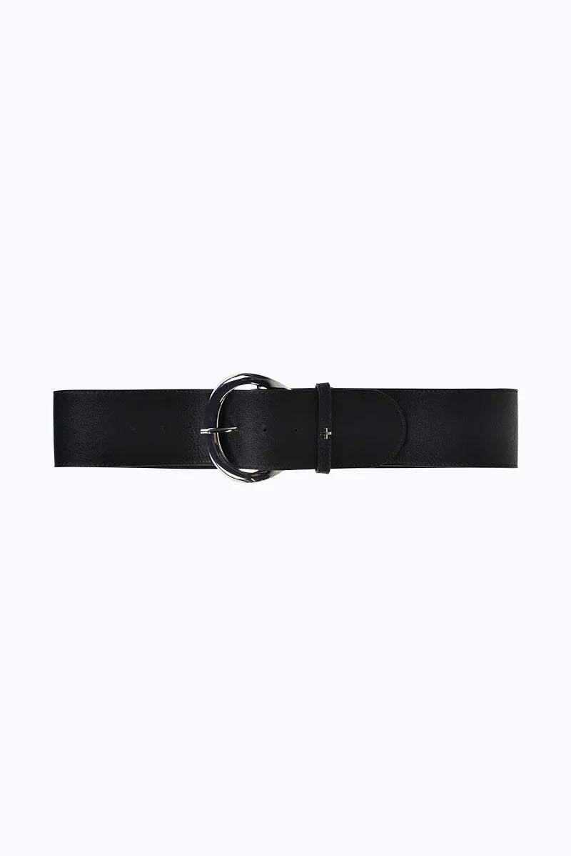 Maddie Wide Hip Belt Black Pu/Silver