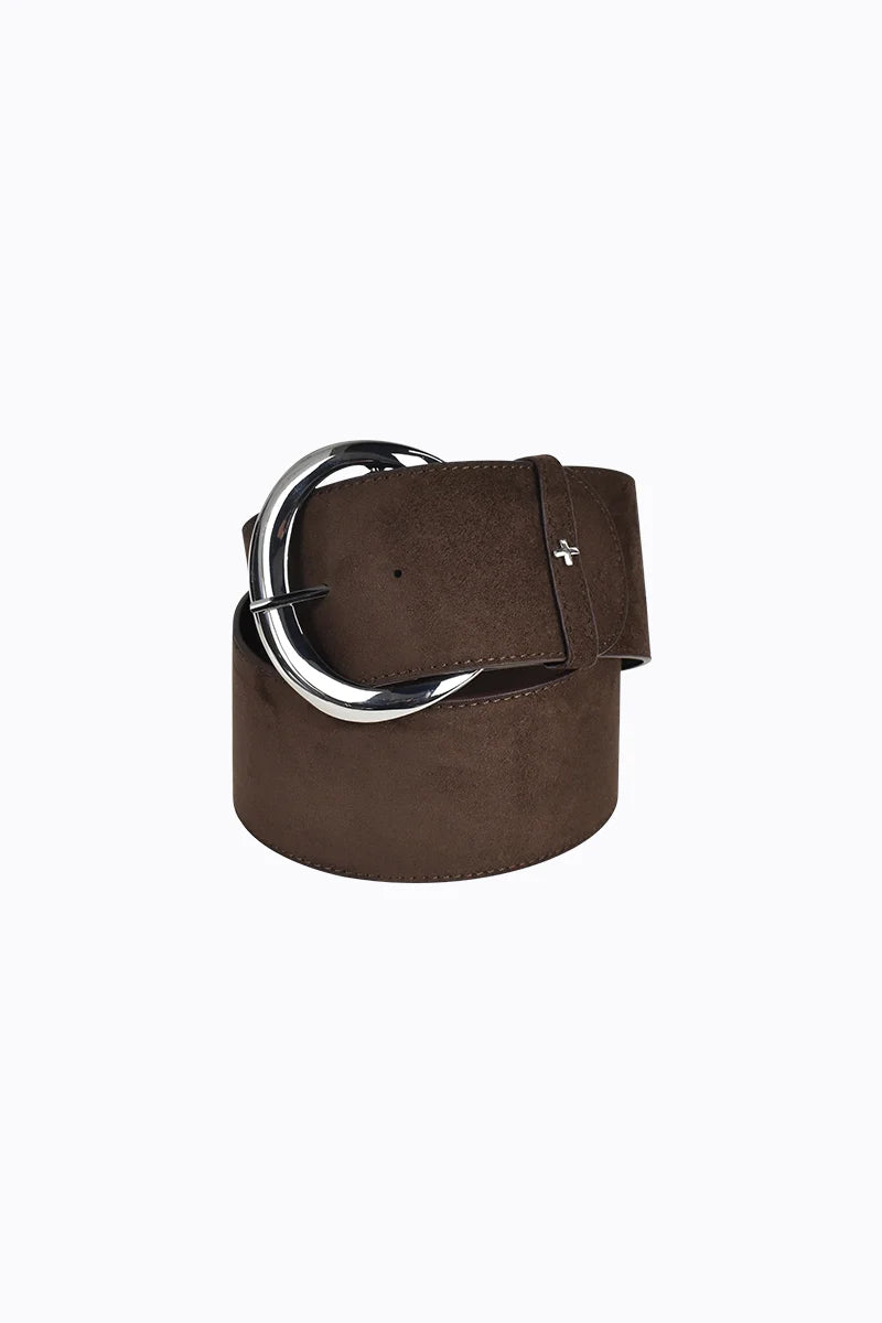 Maddie Wide Hip Belt Choc Pu/Silver
