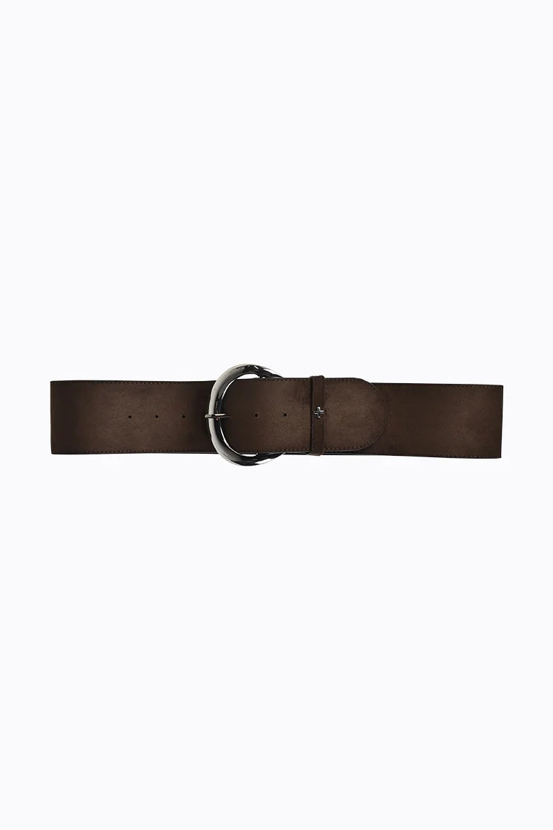 Maddie Wide Hip Belt Choc Pu/Silver