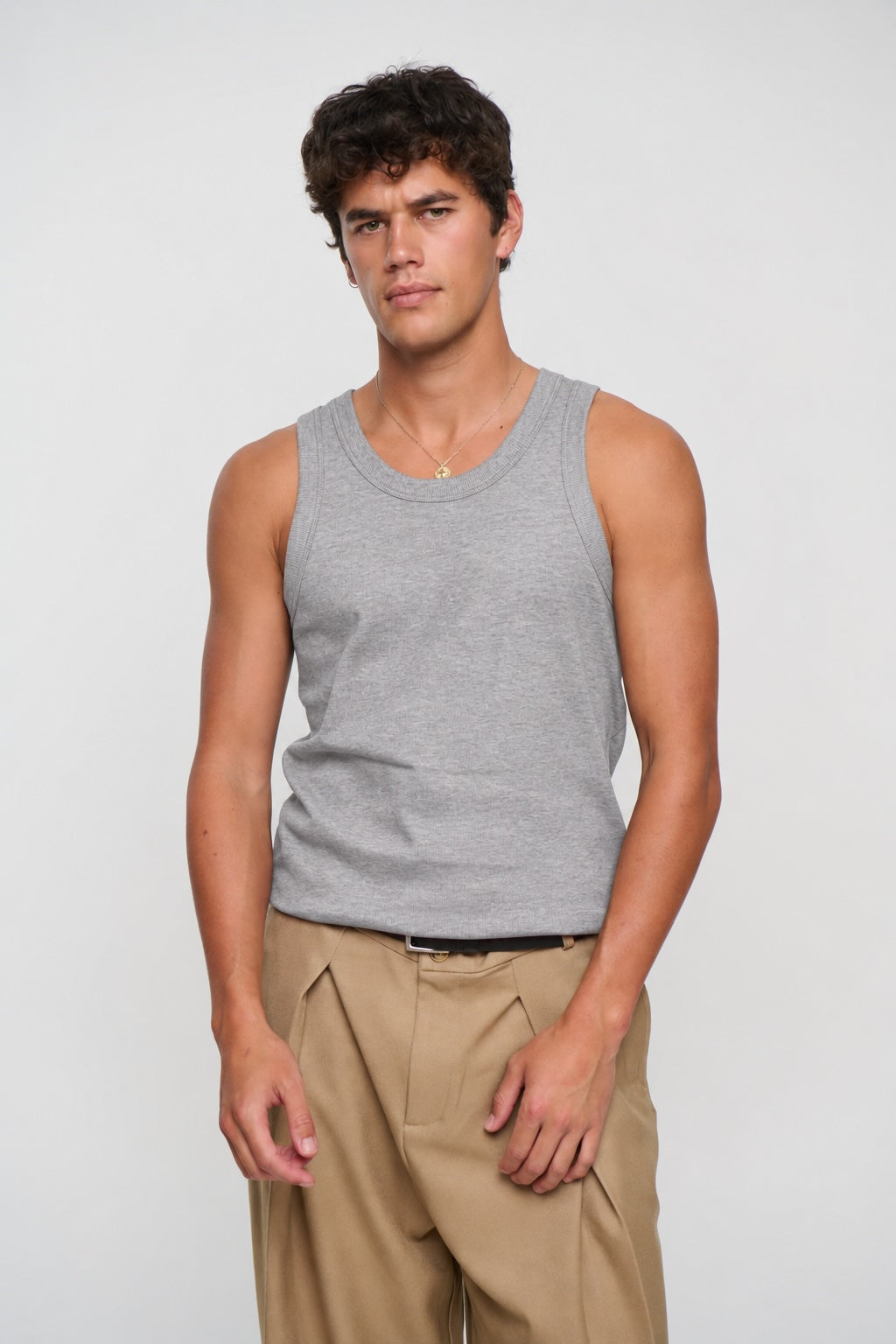 Mitchell Ribbed Tank Grey