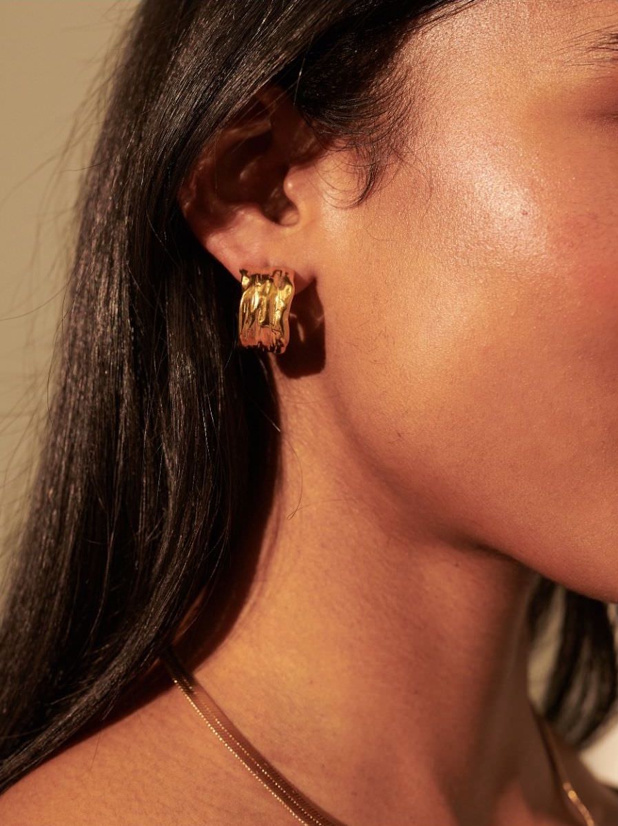 Sculpted Hoop Gold Plated Earrings