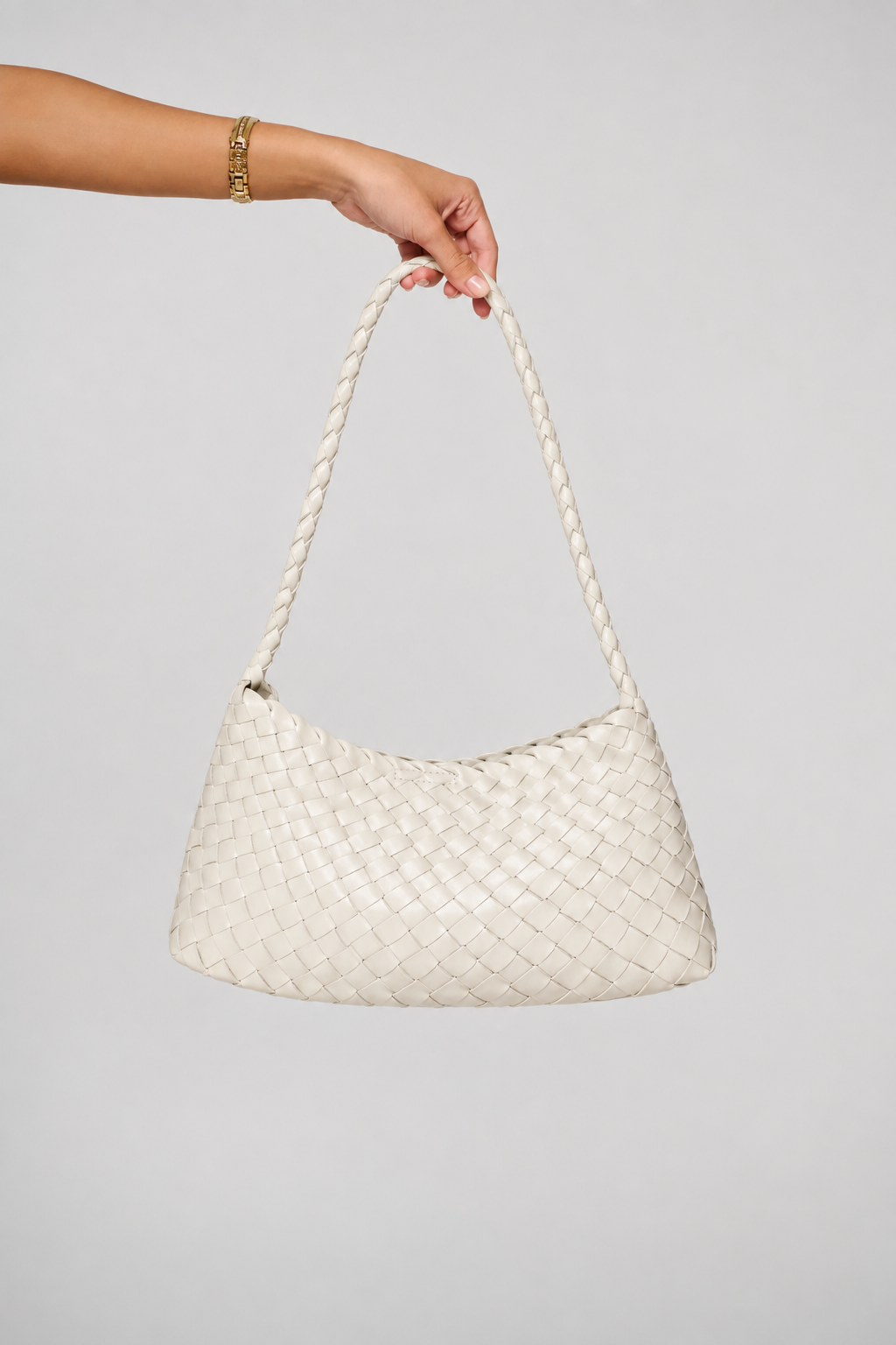 Misha Woven Shoulder Bag Ivory