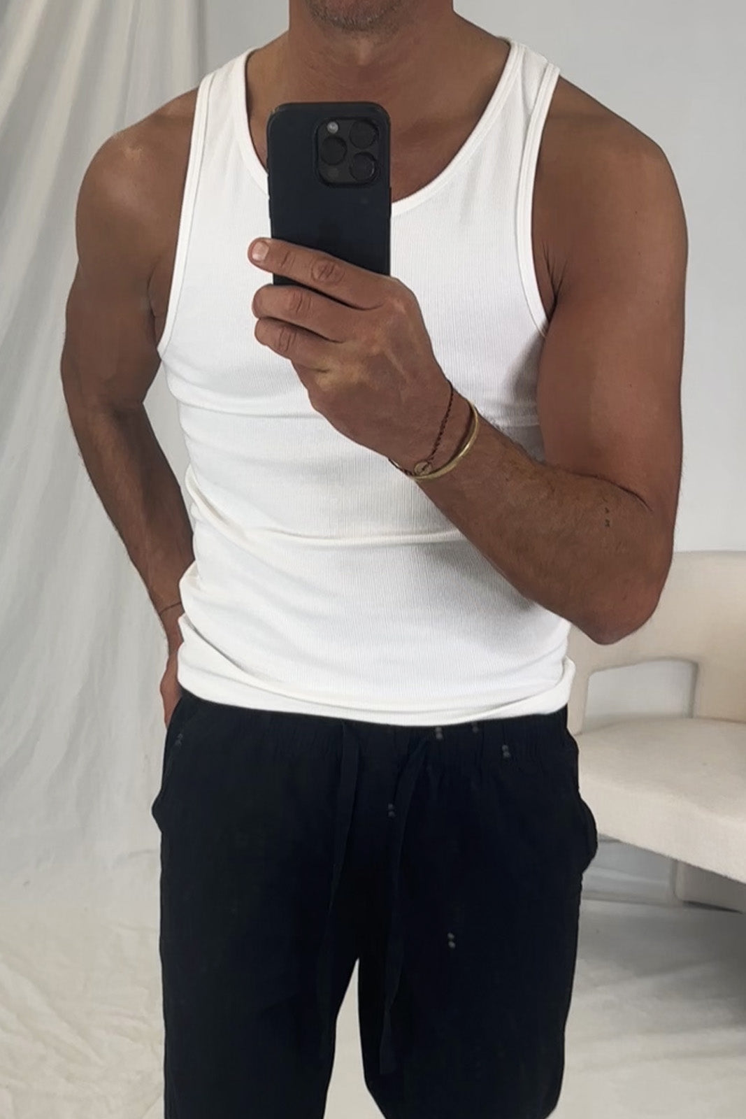 NTH Fitted Ribbed Tank White