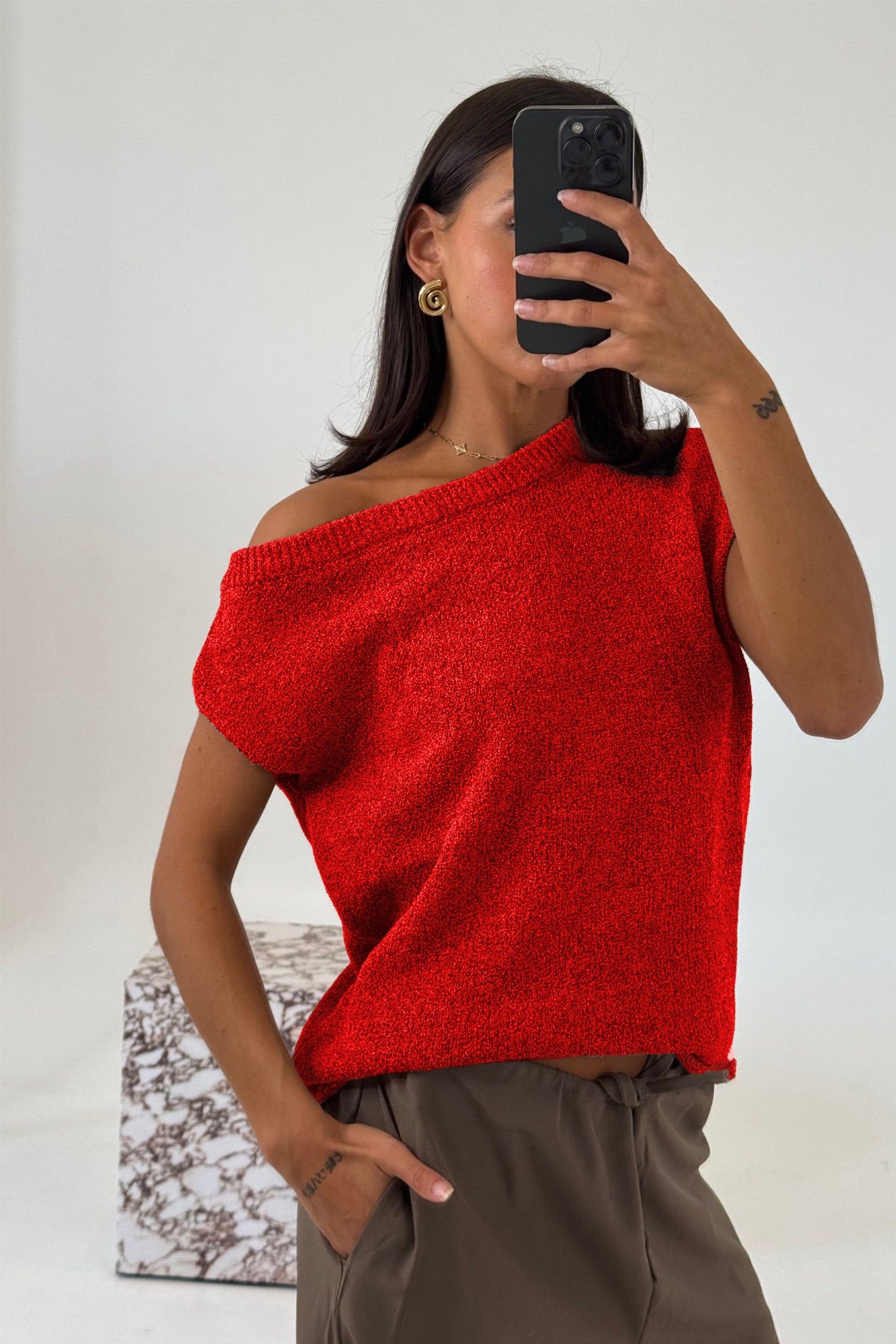 Kaisha Crop Knit Cherry