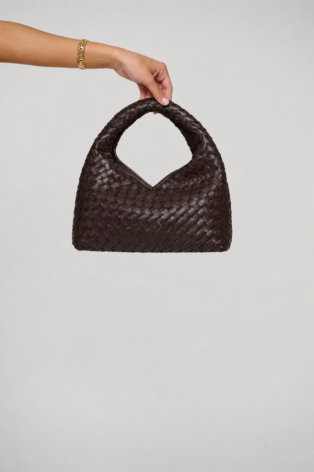 Solene Woven Handle Bag Chocolate