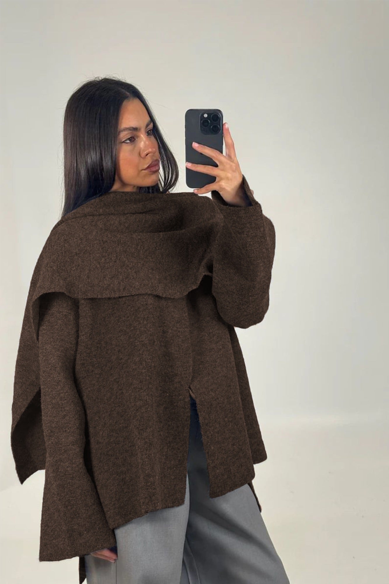 Abella Scarf Jacket Chocolate