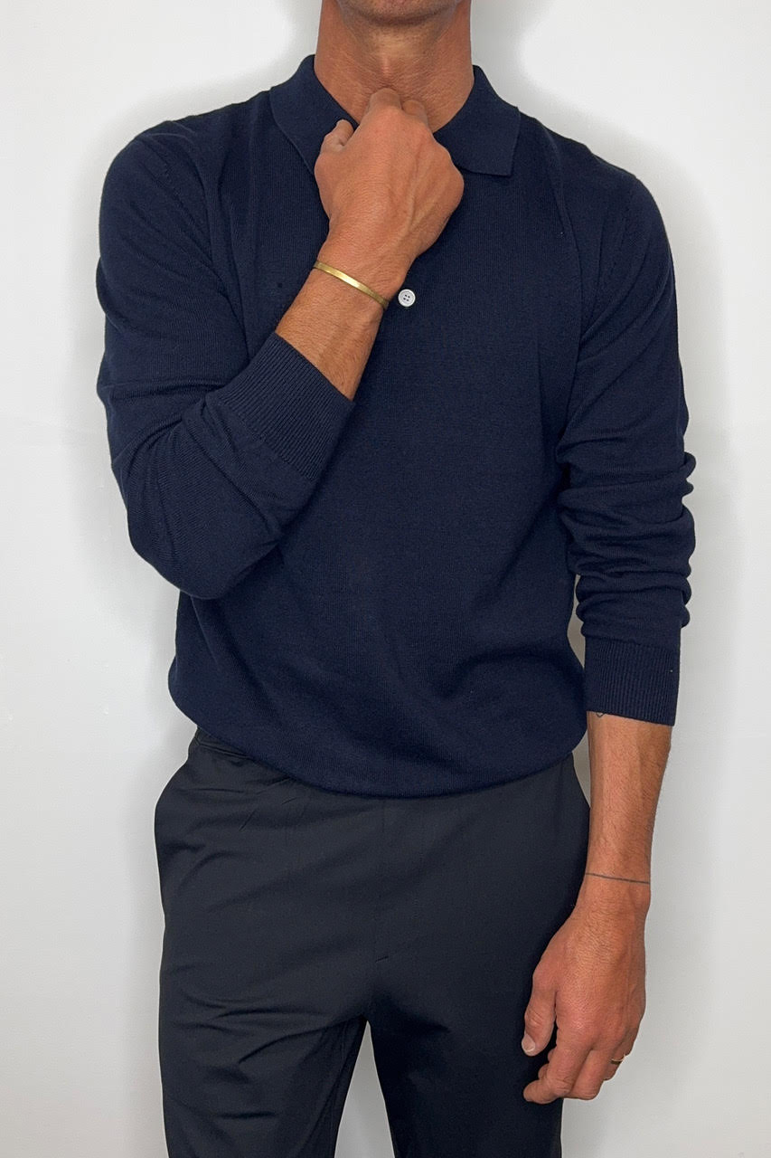 Mick Long Sleeve Polo Navy