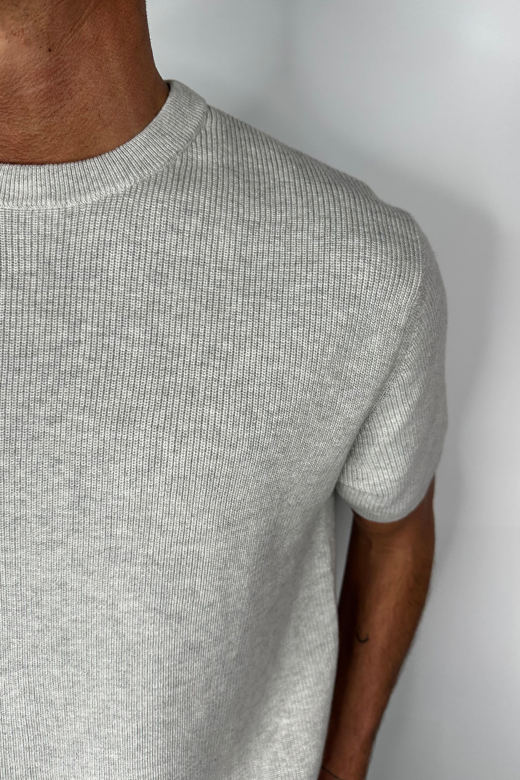 Knitted Crew Neck Tee Grey