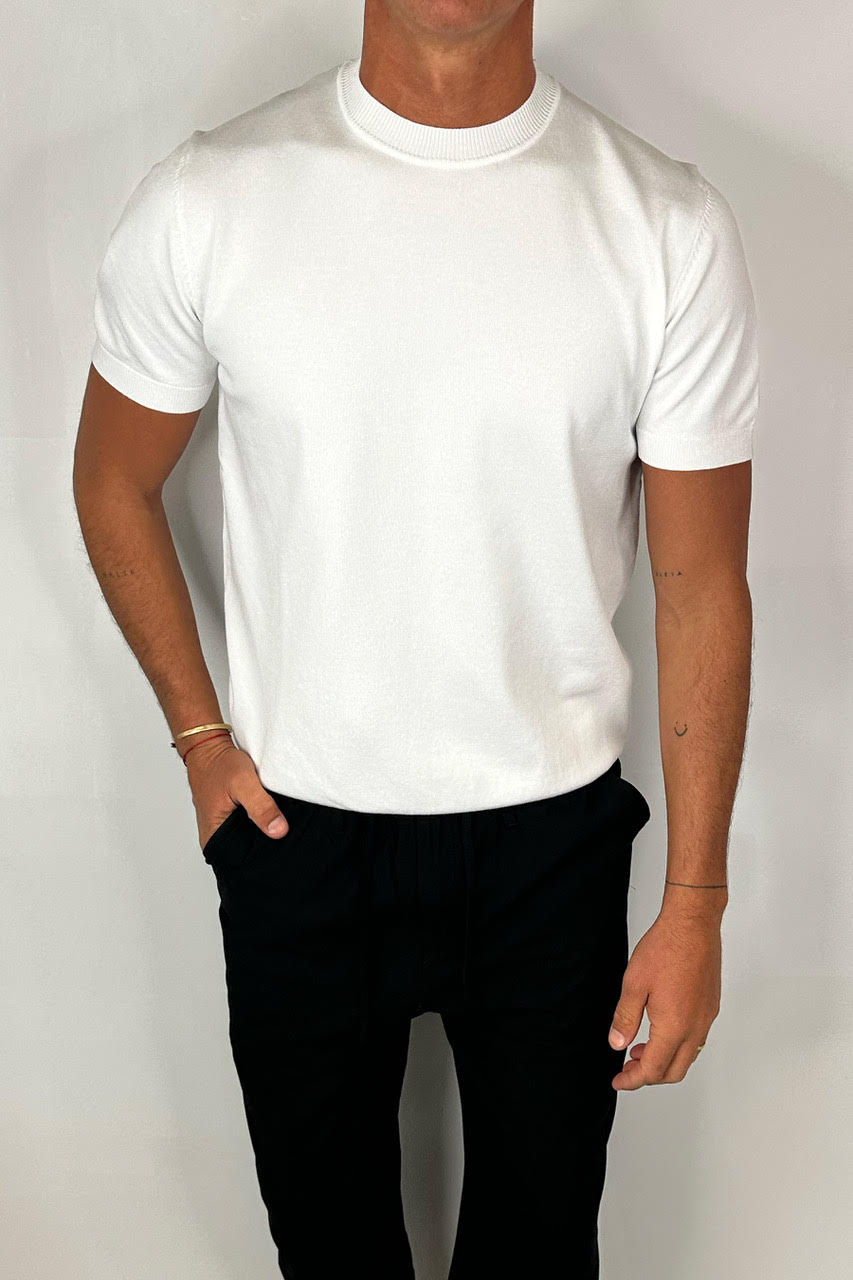 Nigel Fitted Knitted Tee White