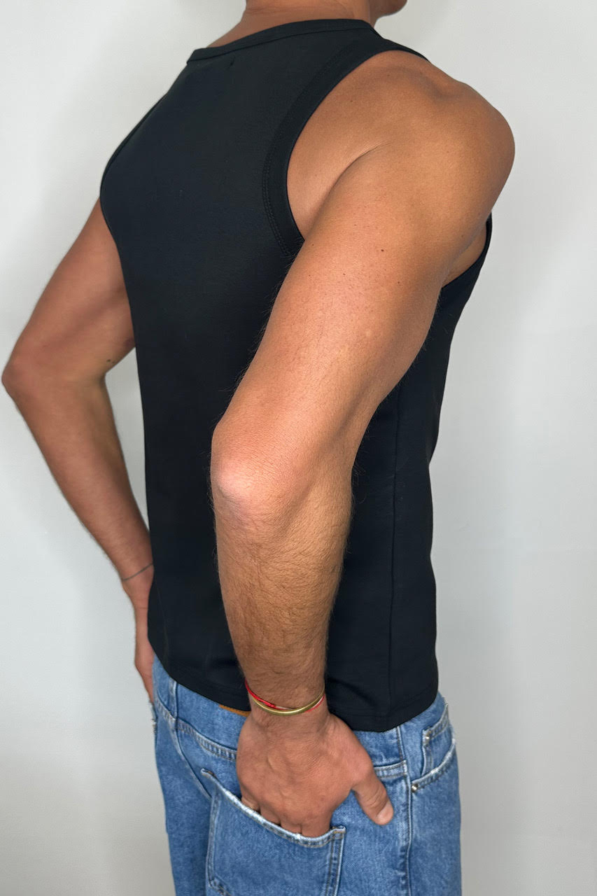 Stretch Fitted Tank Black