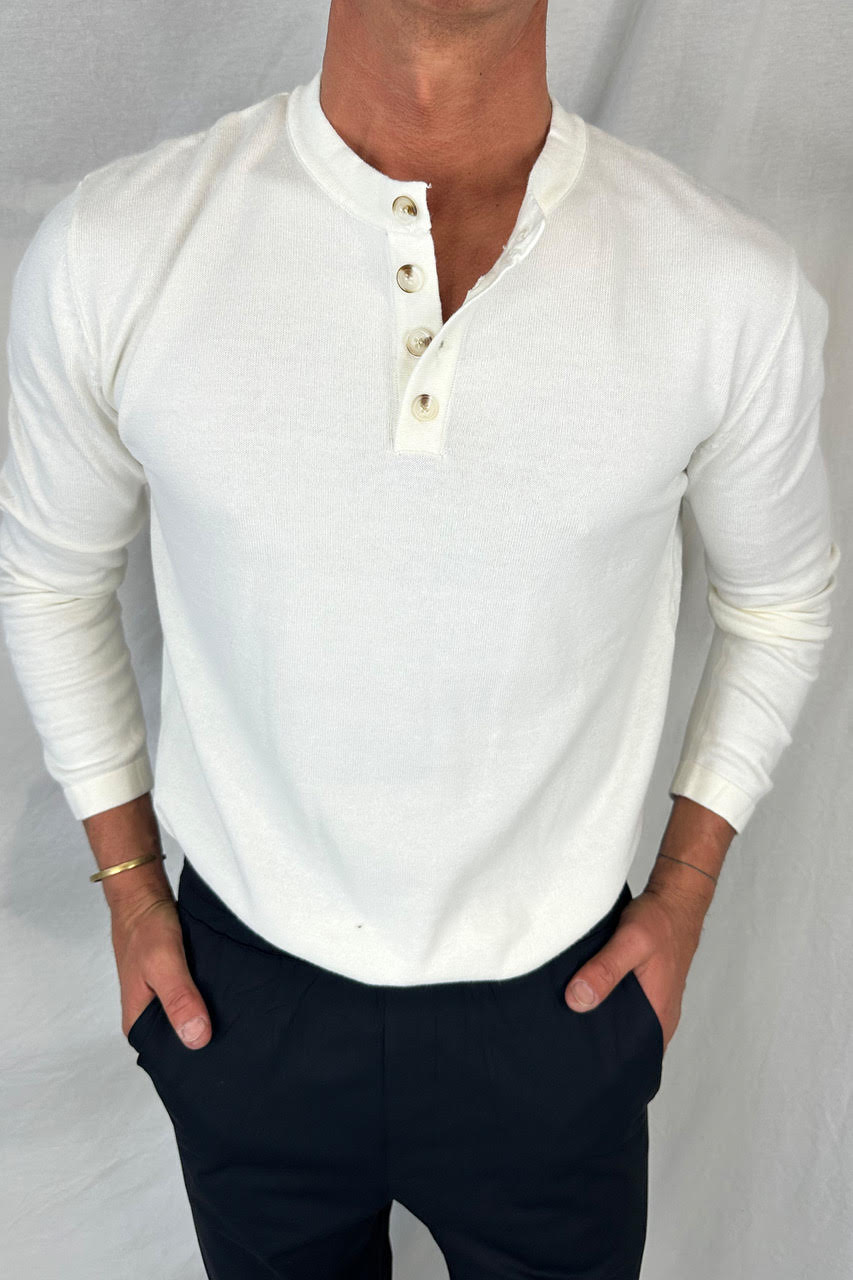 Jackson Fitted Henley White