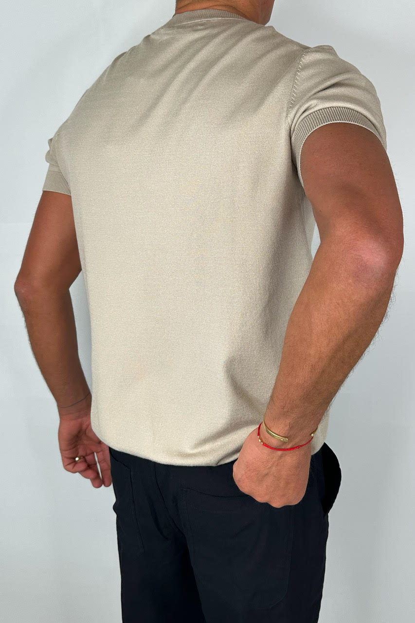 Nigel Fitted Knitted Tee Oat