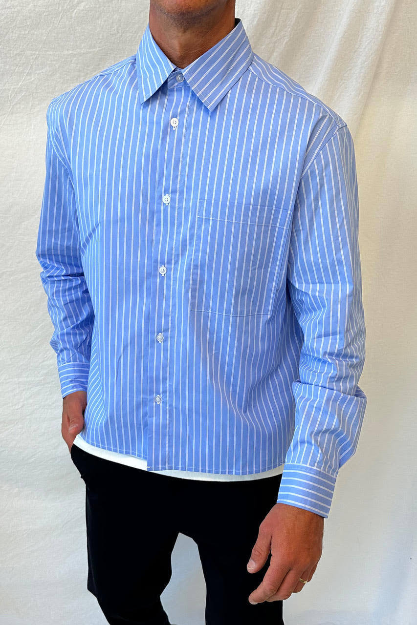 Mitch Stripe Shirt Blue