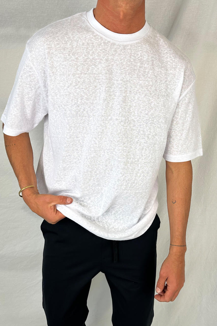 Lightweight Linen Look Tee White