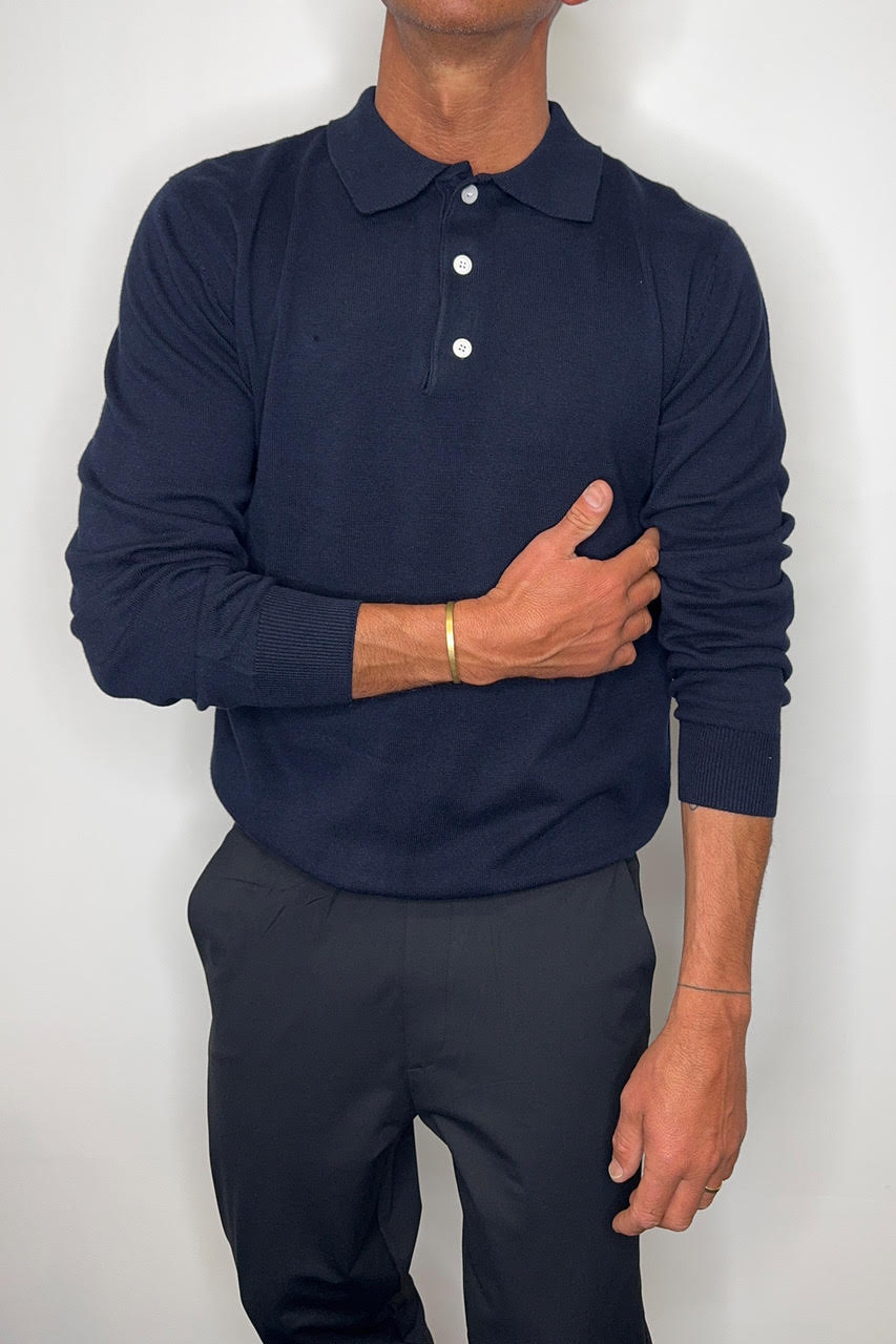 Mick Long Sleeve Polo Navy