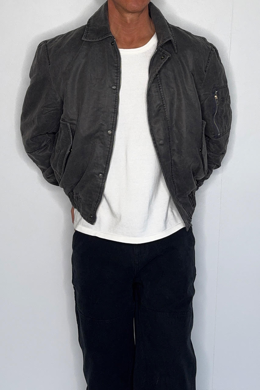 Washed Bomber Jacket Charcoal