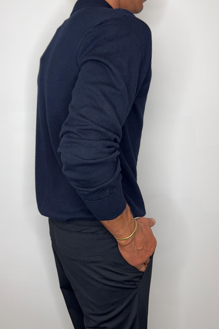 Mick Long Sleeve Polo Navy