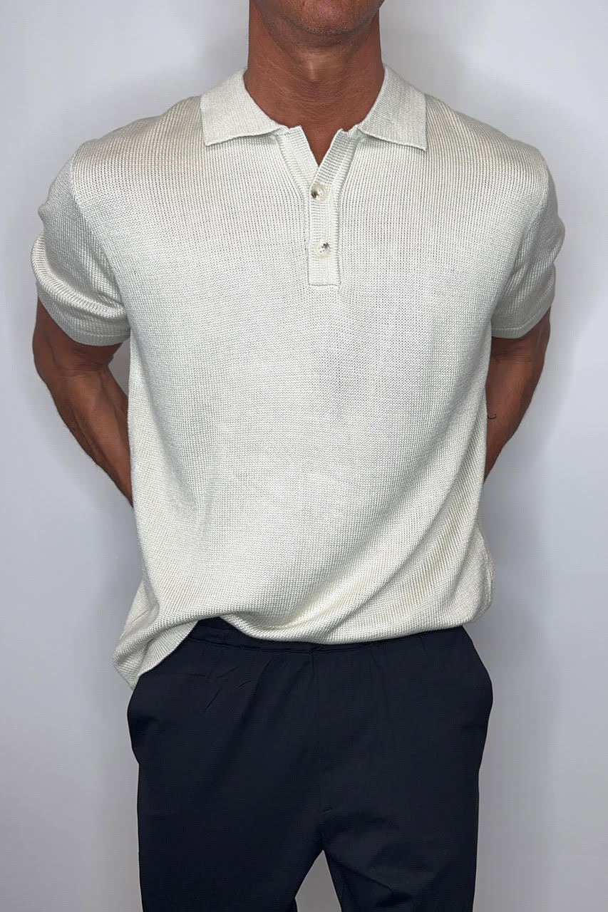 Hayden Knitted Polo Soft Grey