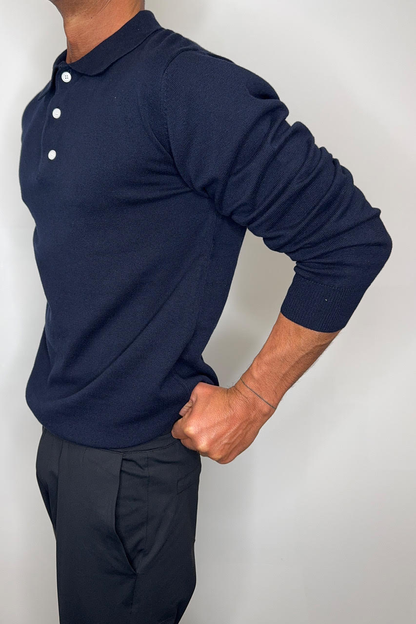 Mick Long Sleeve Polo Navy