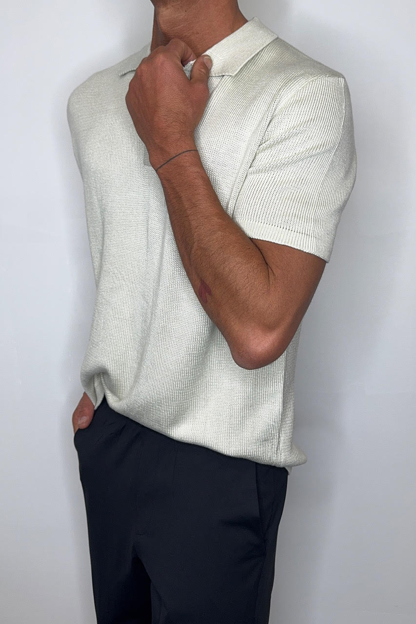 Hayden Knitted Polo Soft Grey