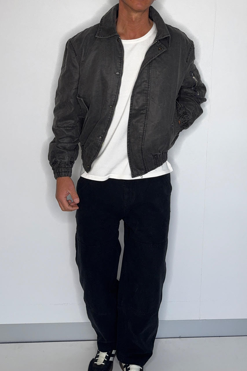 Washed Bomber Jacket Charcoal