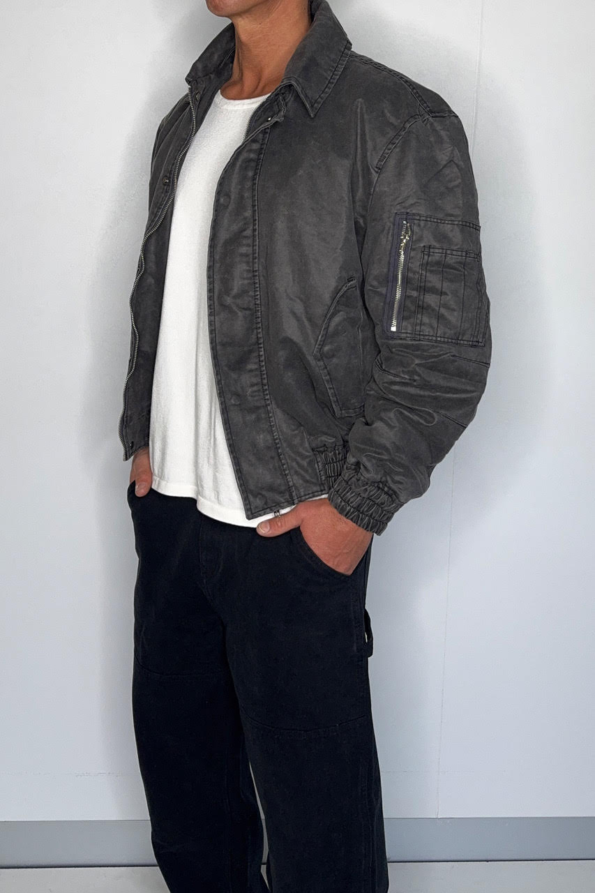 Washed Bomber Jacket Charcoal