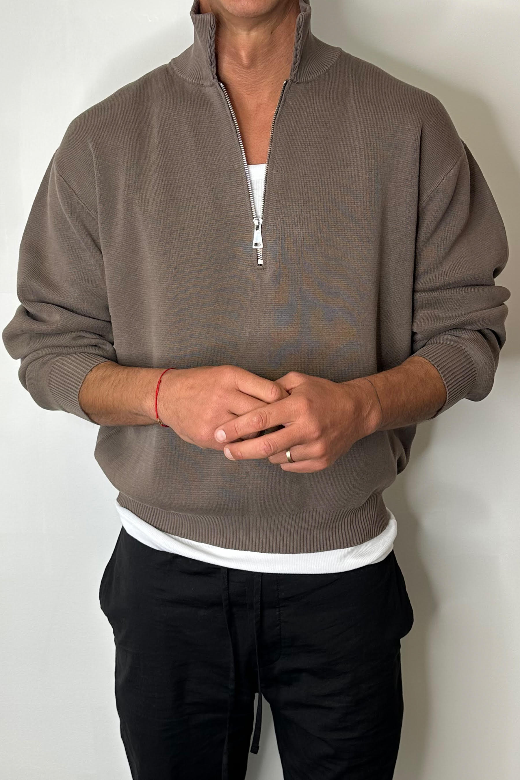 Calin Zip Up Knit Choc