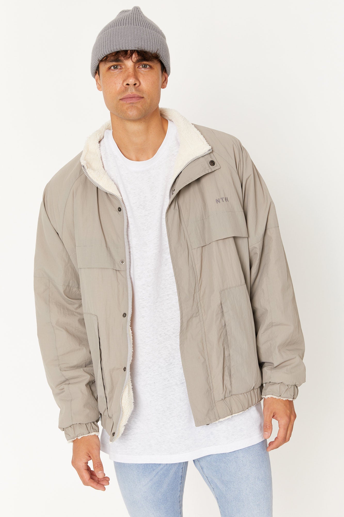 NTH Sherpa Lined Windbreaker Taupe
