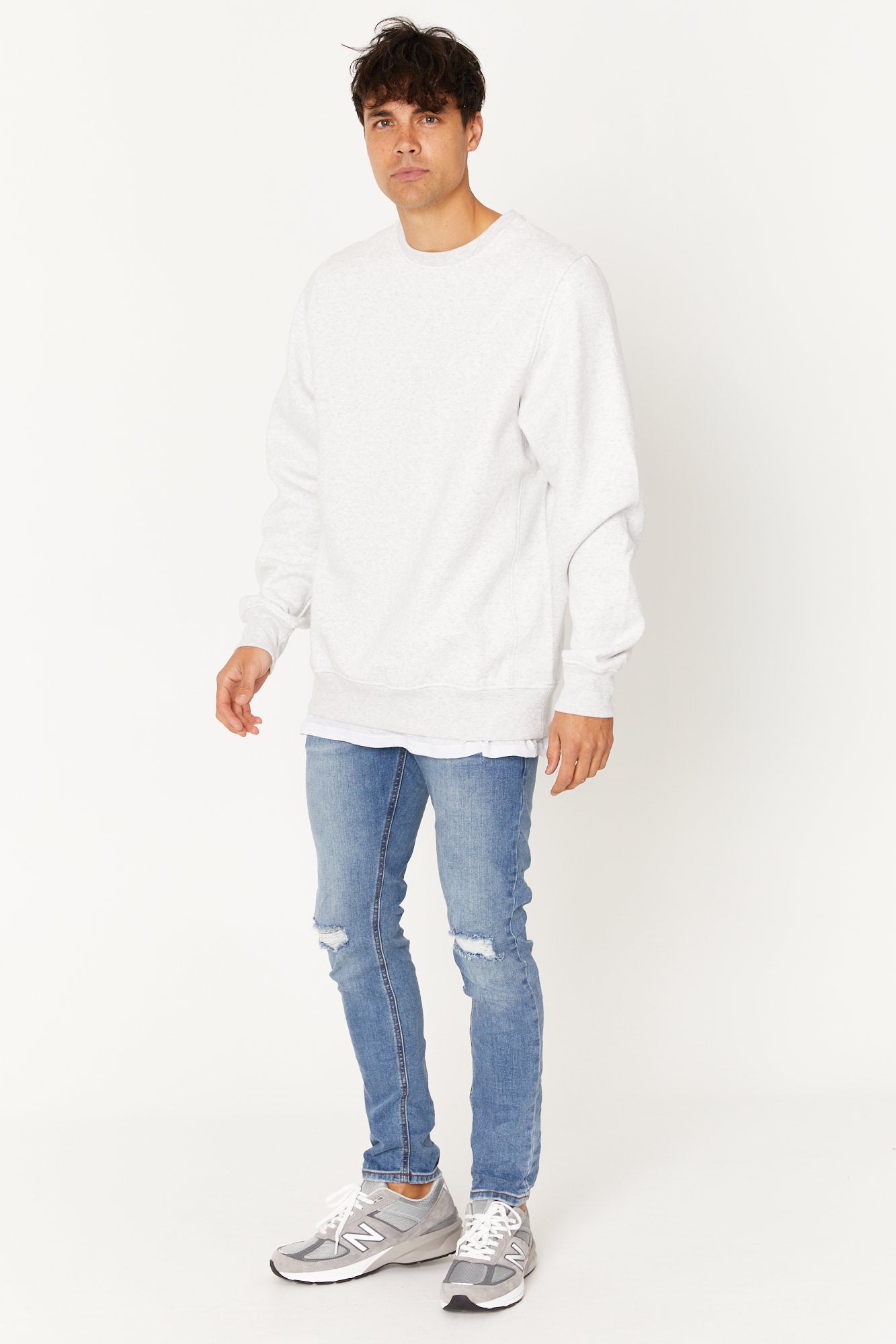Washed Sweater White Marble