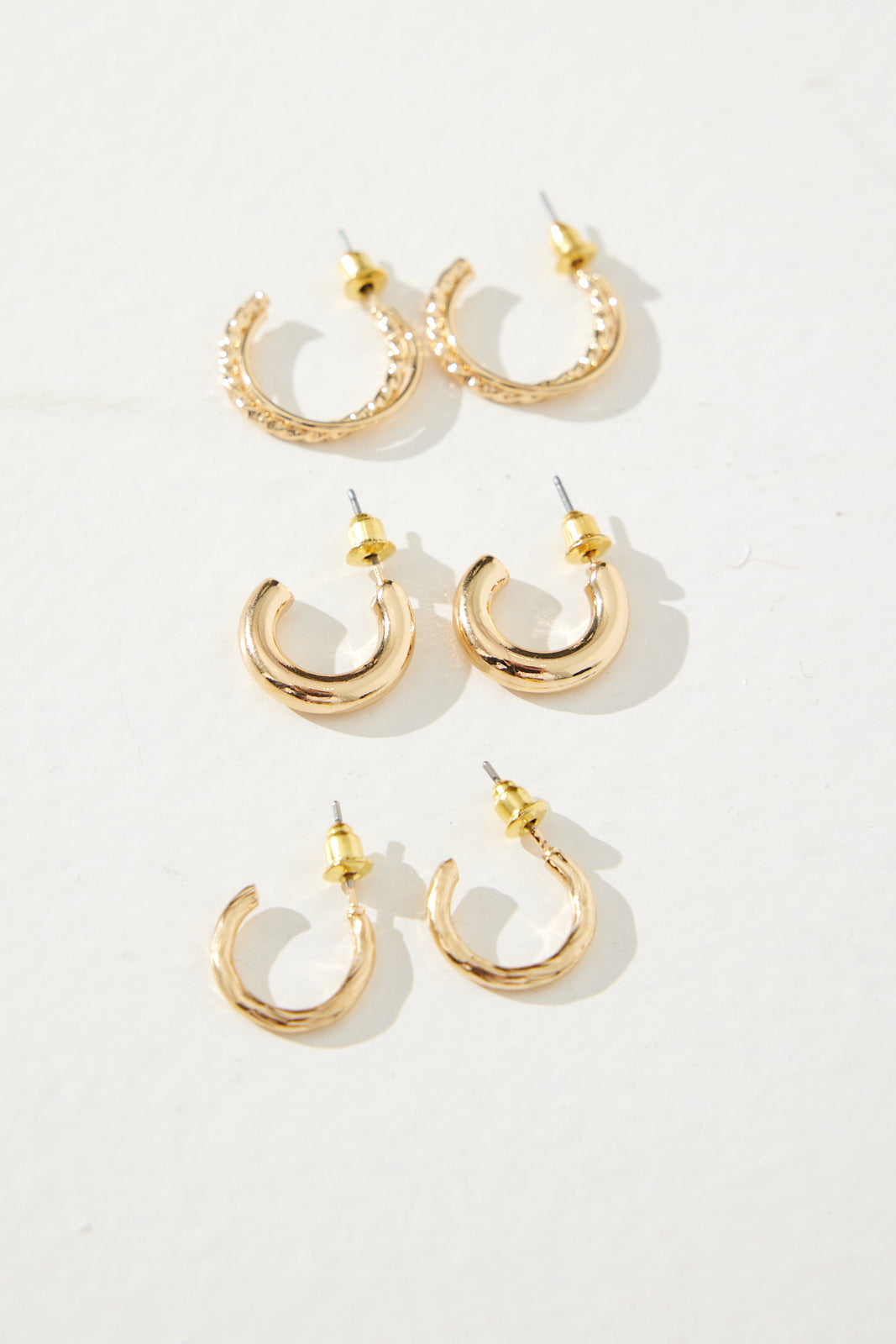 Ella Classic Hoop Earrings Set Gold