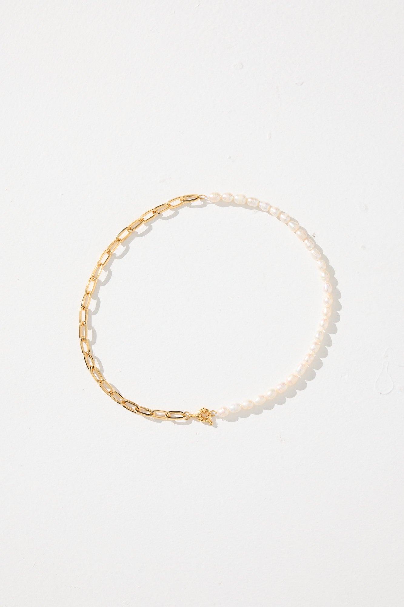 Roxy Split Pearl Chain Necklace Gold