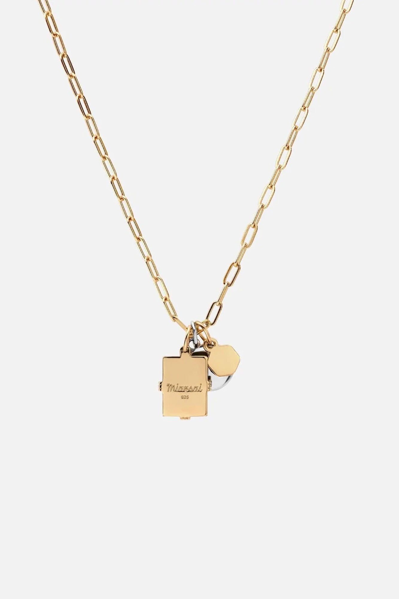Miansai Lennox Trilogy Cable Chain Necklace Sterling Silver/Gold Vermeil/Jasper Green