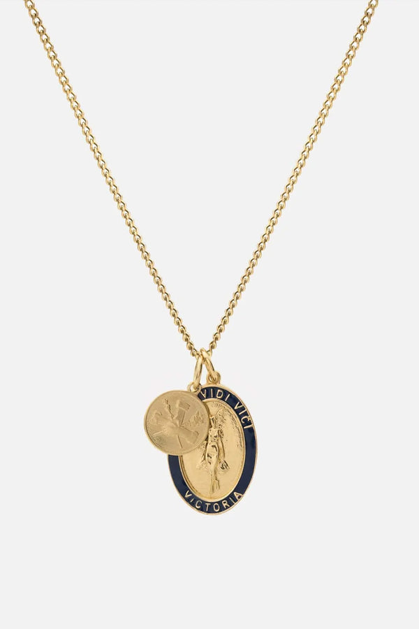 Victoria Necklace Gold Vermeil/Navy