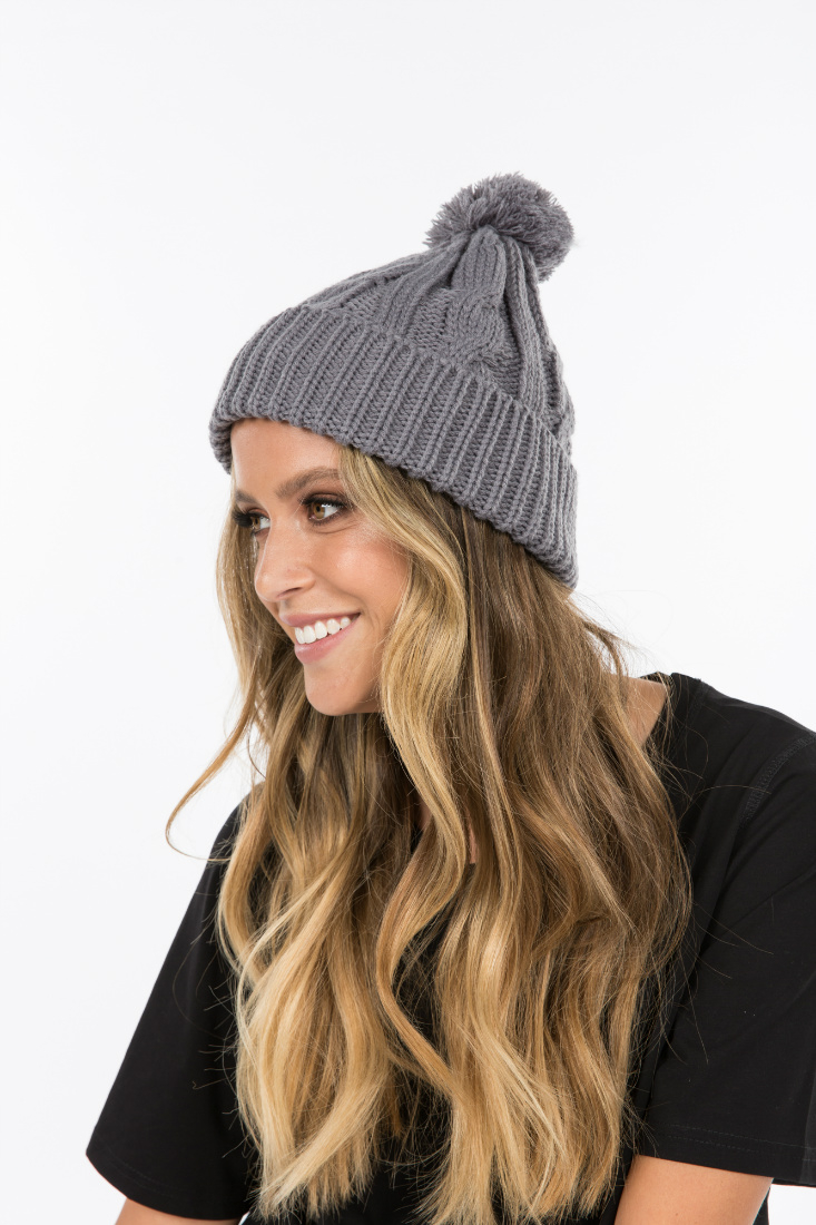 Pom Pom Beanie Grey