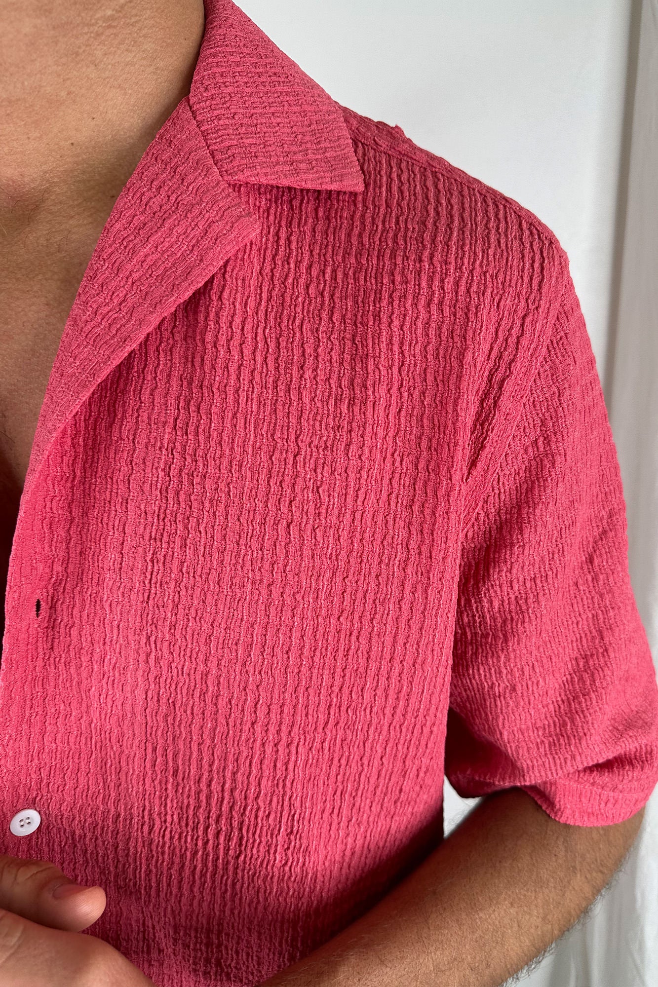 Texture Rib Shirt Carmine