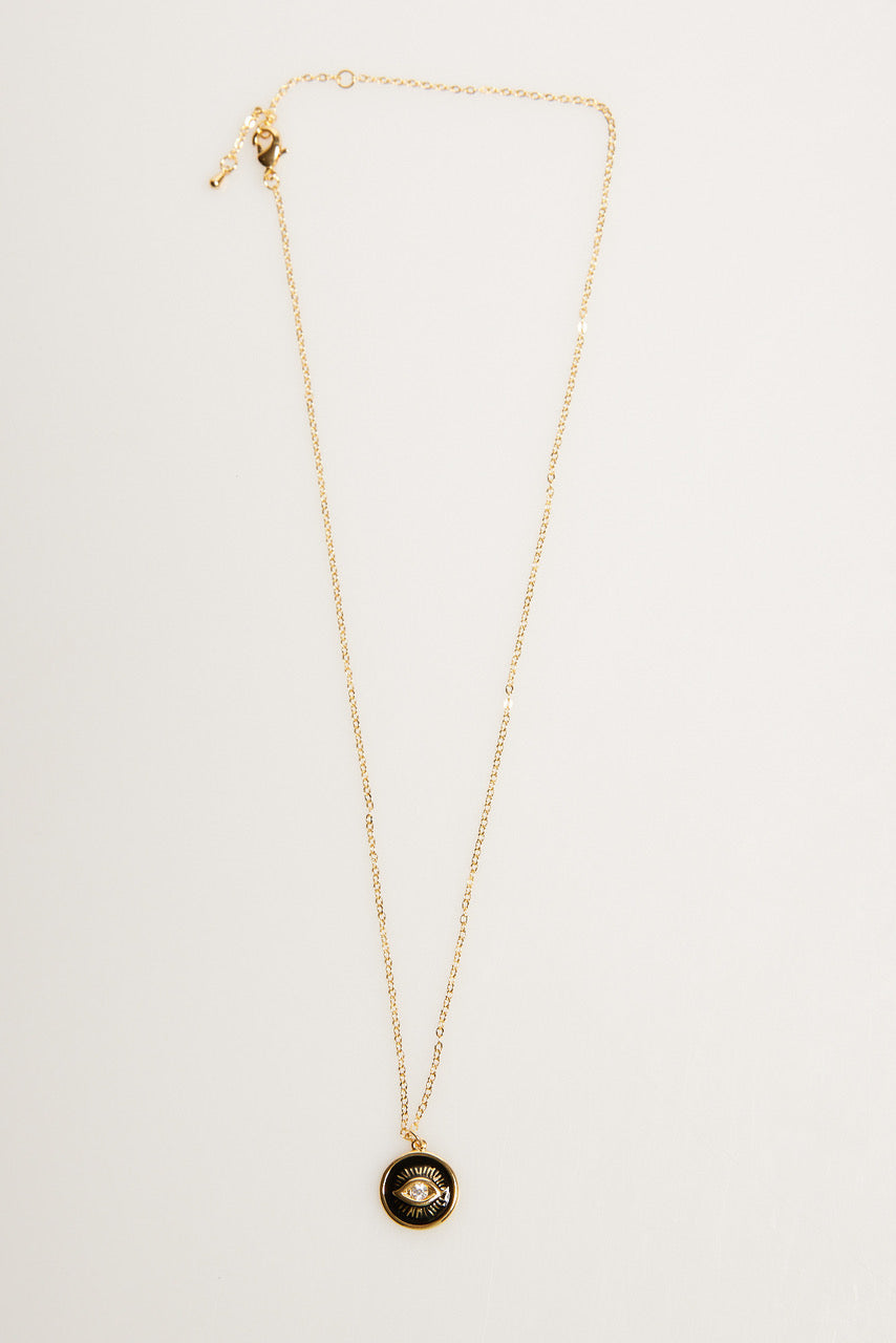 Evil Eye Enamel Gold Plated Necklace