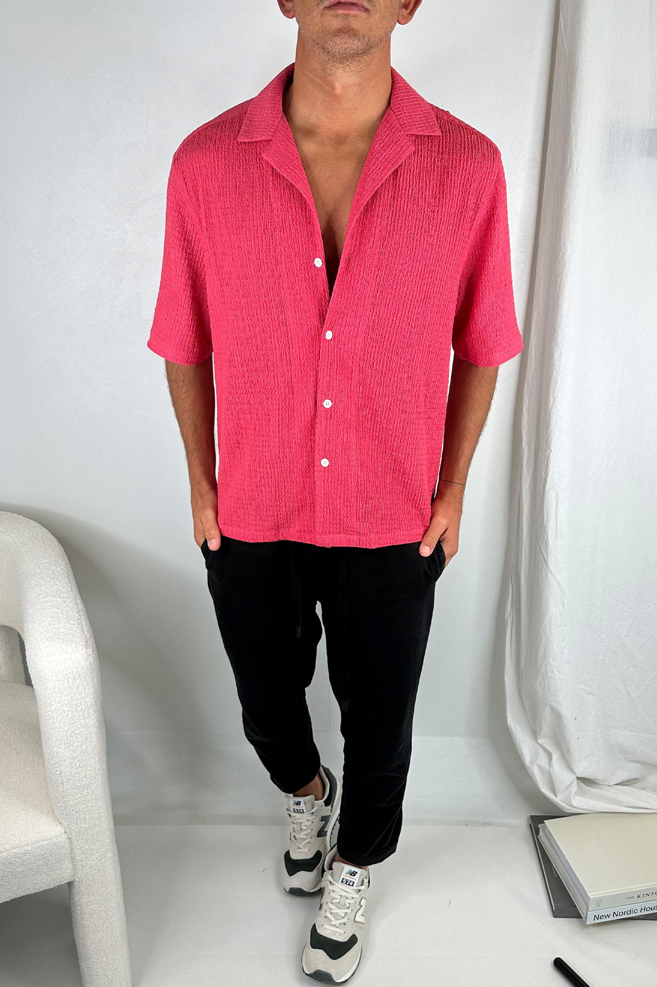 Texture Rib Shirt Carmine
