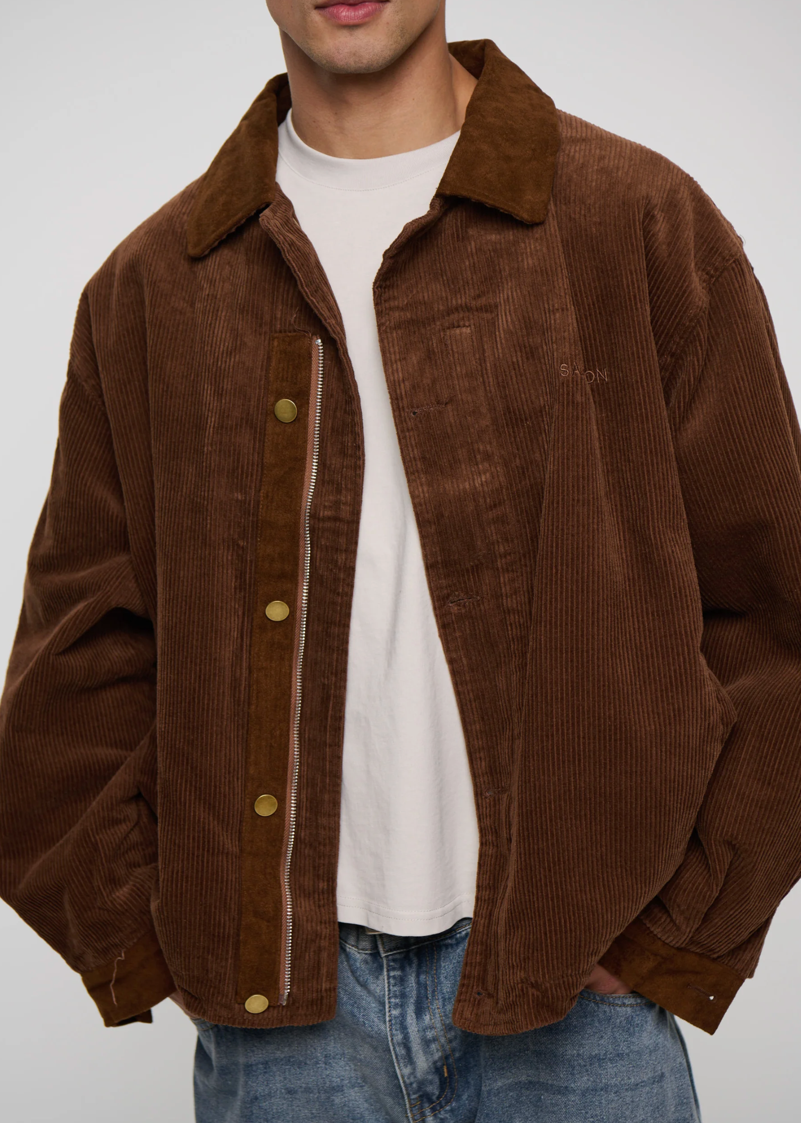The Cord Jacket Trend Is Back: How to Style the Relaxed Cord Bomber Choc