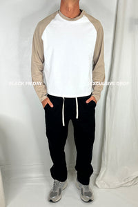 Crop Box Raglan Long Sleeve Light Khaki