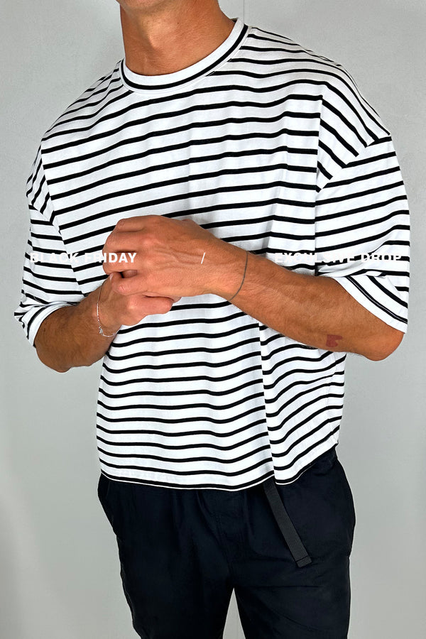 NTH Crop Box Tee White Stripe