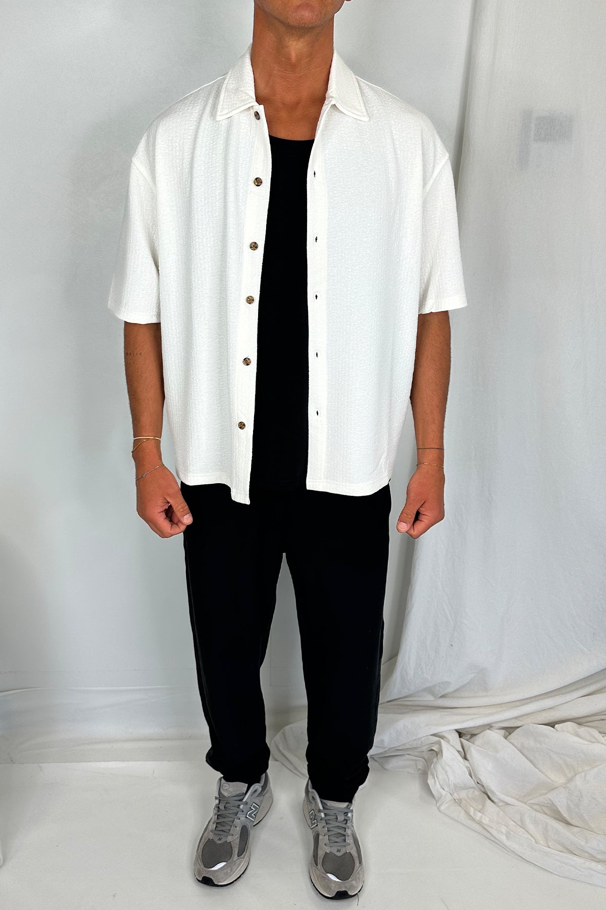 Lucas Drop Shirt Soft Texture White