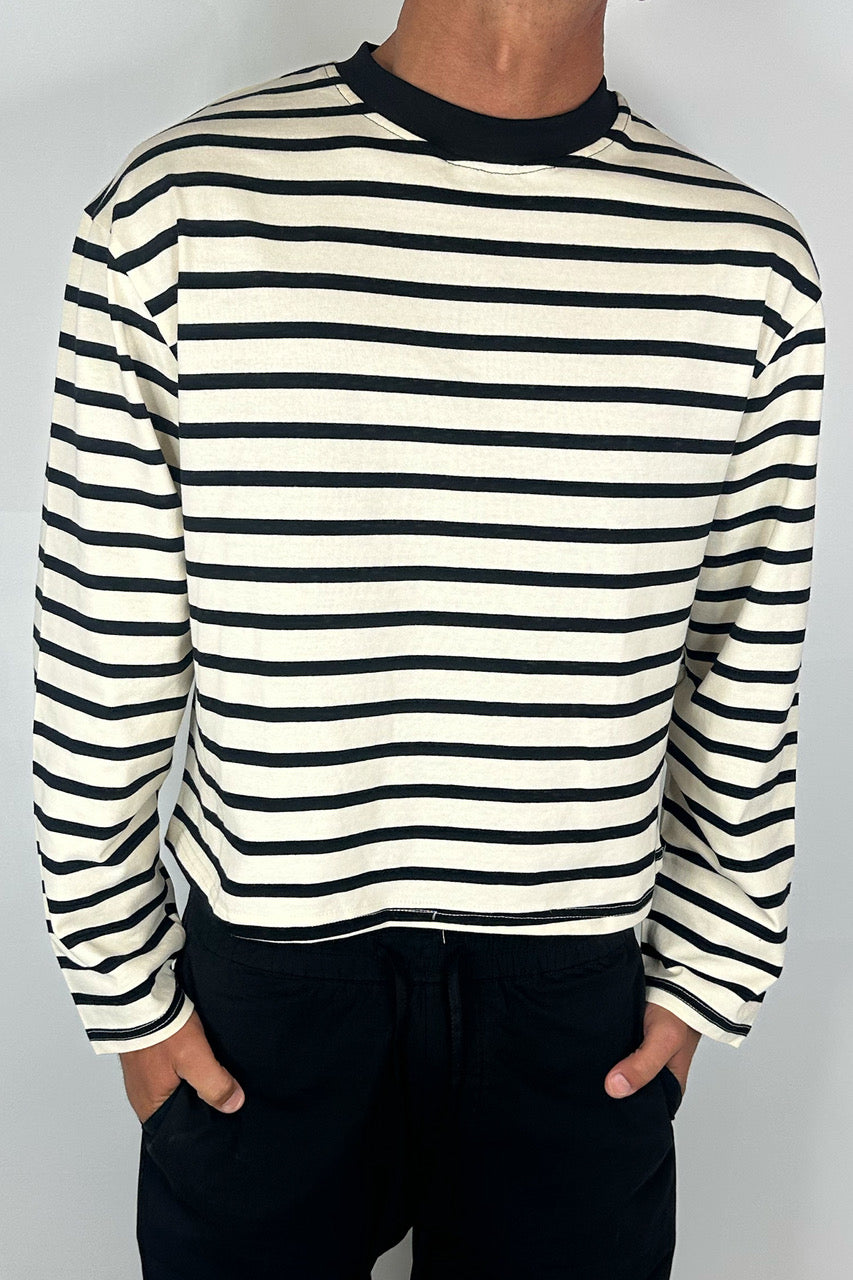 Cropped Long Sleeve Black Stripe