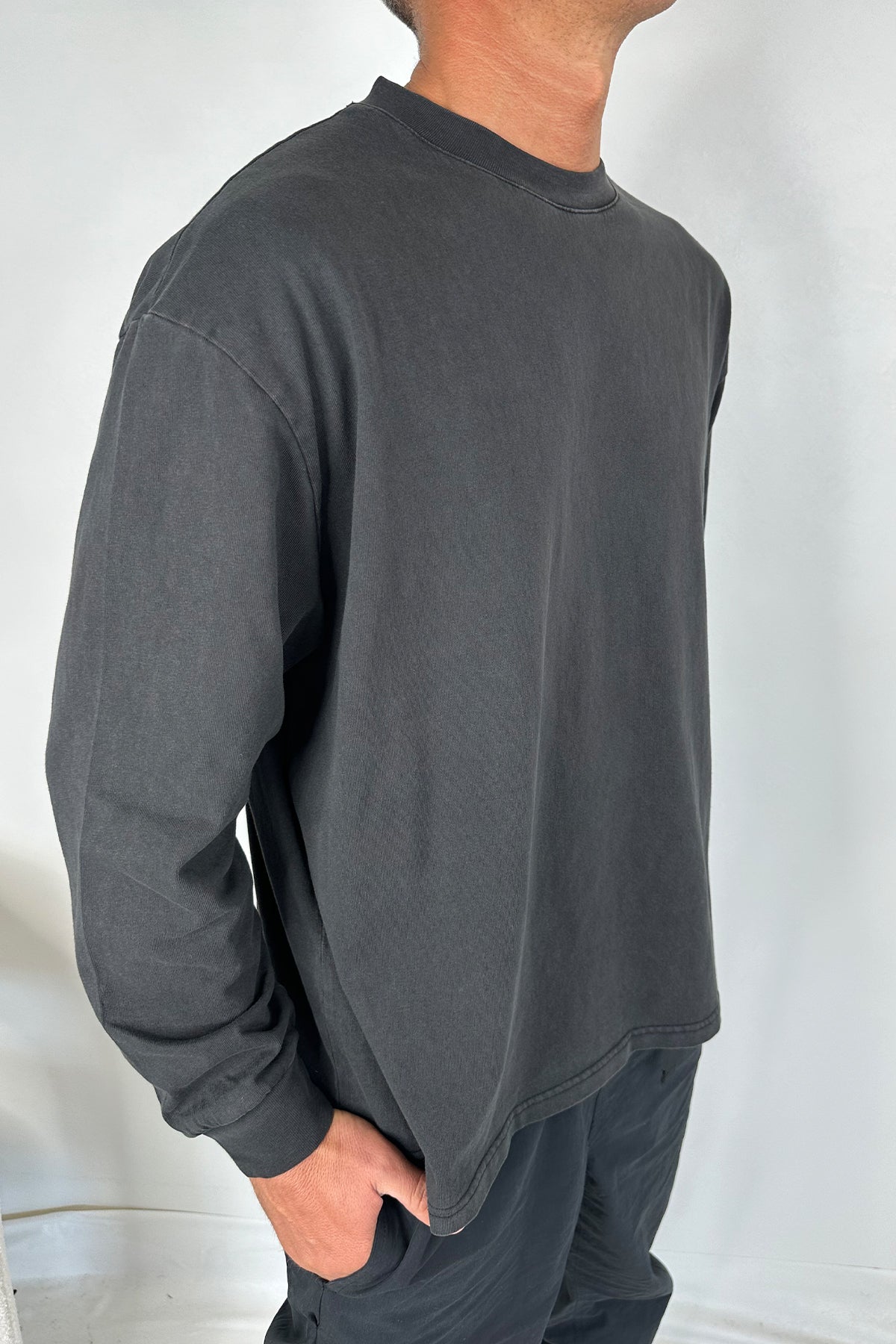 Enzyme Wash Long Sleeve Charcoal