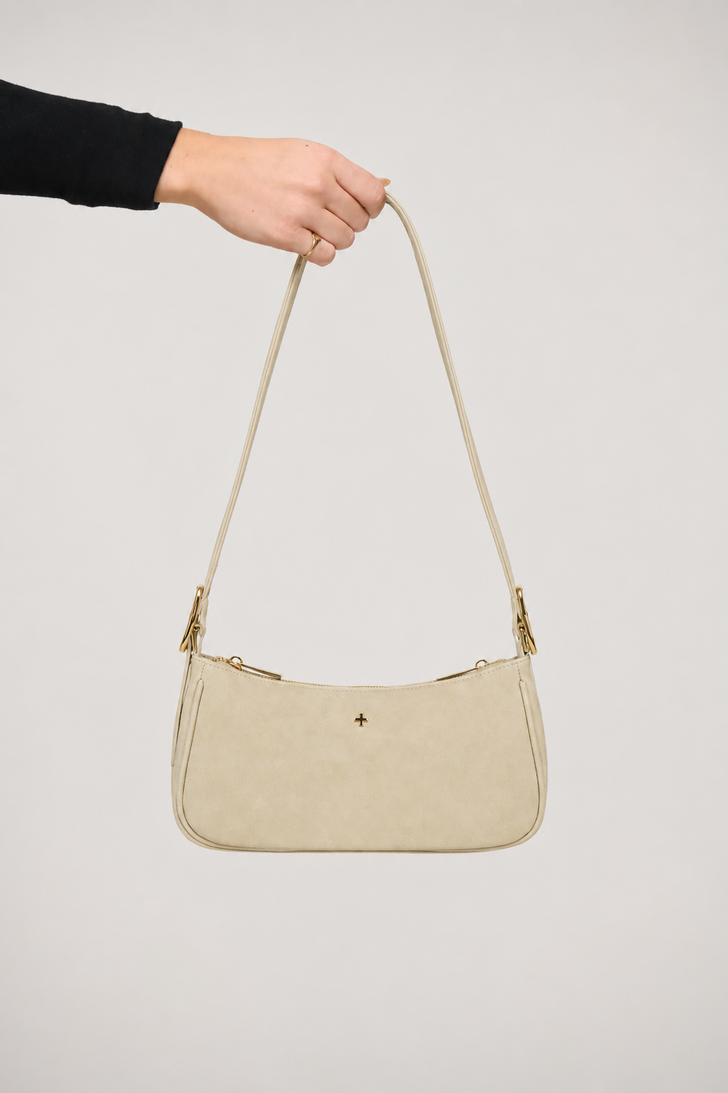 Jesabel Shoulder Bag Beige Suede/Gold