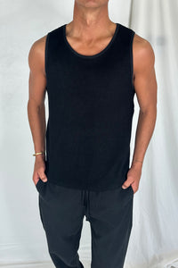 Joe Waffle Tank Black