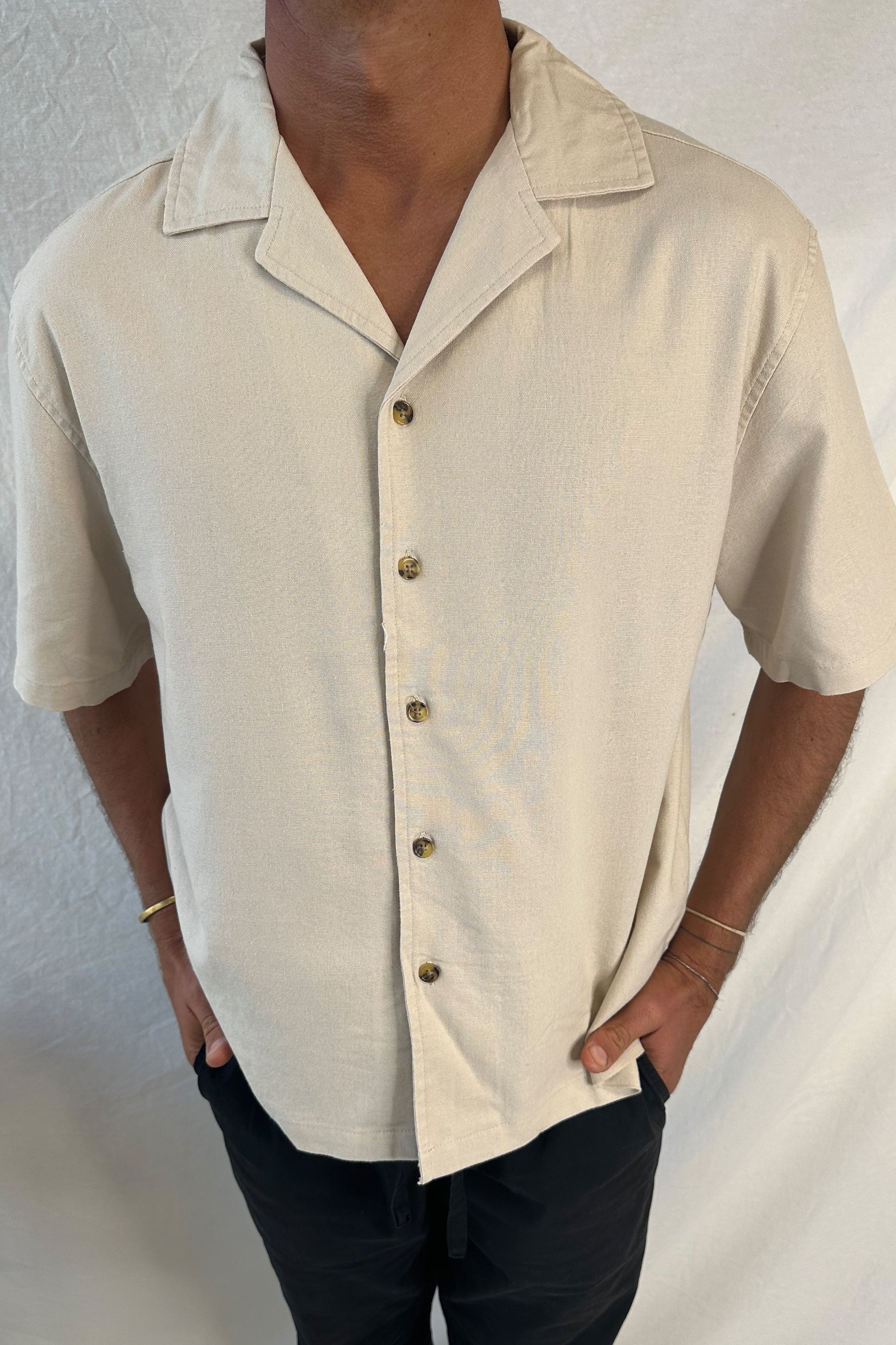 Raf Cropped Shirt Linen Oat