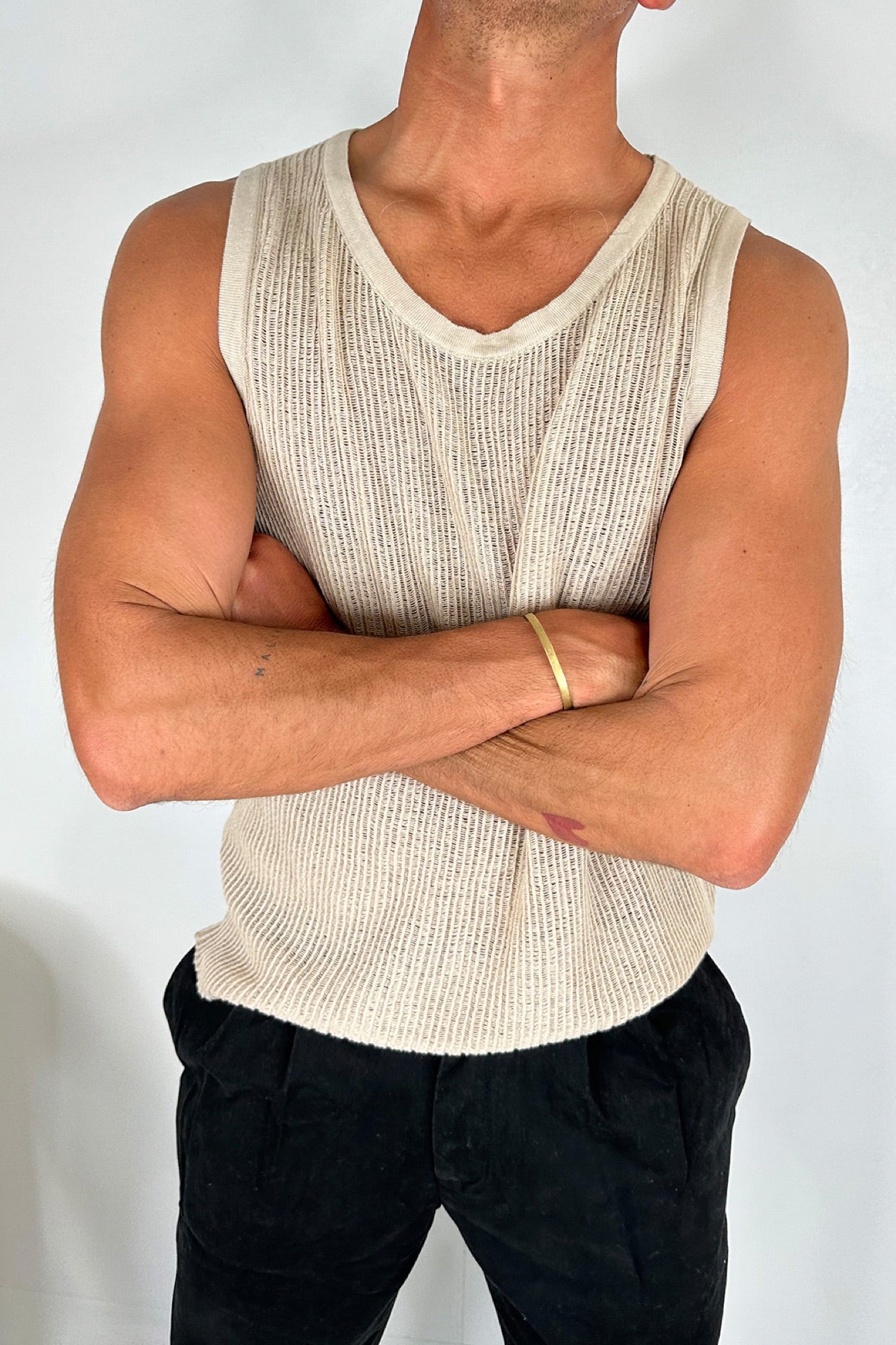 NTH Ribbed Knit Tank Beige - FINAL SALE