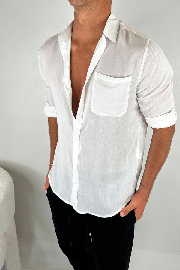 NTH Rayon Long Sleeve Shirt White - FINAL SALE